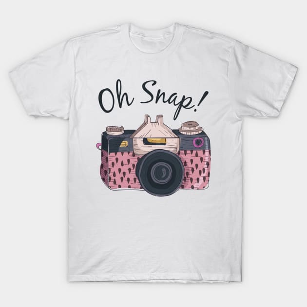 Funny Oh Snap! Vintage Camera Photography T-Shirt by RajaGraphica